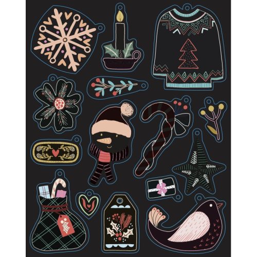 Csillám és képkarc Készlet - Karácsonyi Dekorációk