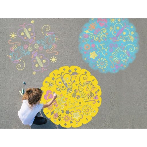 Mandala Sablon 57 cm-es 6 db színes aszfaltkrétával