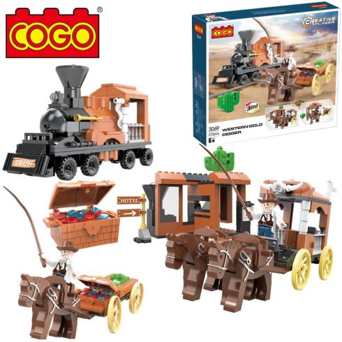 Cogo 3069 - 3 az 1-ben vadnyugati vonat vagy aranyásó -lego kompatibilis