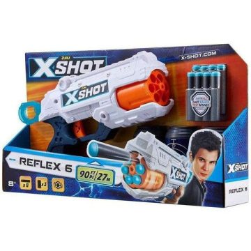   X-Shot Excel Reflex 6 lövetű szivacslövő fegyver, célpont dobozzal