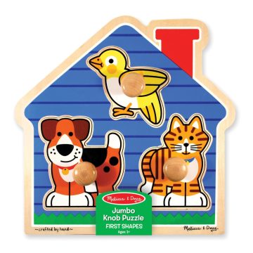   Melissa & Doug Fa készségfejlesztő játék, Puzzle fogantyúval, kis kedvencek