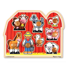   Melissa & Doug Fa készségfejlesztő játék, Puzzle fogantyúval, farm
