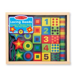   Melissa & Doug Fa készség fejlesztő, Fűzős gyöngyök dobozban