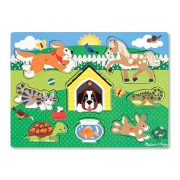   Melissa & Doug Fa készségfejlesztő játék, háziállatok puzzle