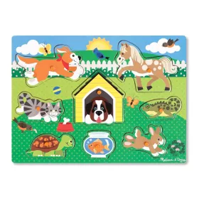   Melissa & Doug Fa készségfejlesztő játék, háziállatok puzzle