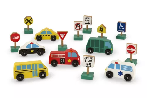 Melissa & Doug Fa jármű, Autók és közlekedési táblák