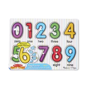   Melissa & Doug Fa készségfejlesztő játék, Puzzle fogantyúval, számok