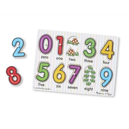 Melissa & Doug Fa készségfejlesztő játék, Puzzle fogantyúval, számok