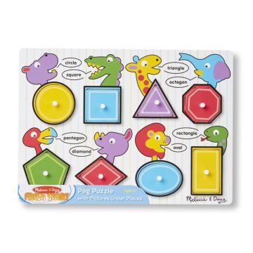   Melissa & Doug Fa készségfejlesztő játék, Puzzle fogantyúval, alakzatok