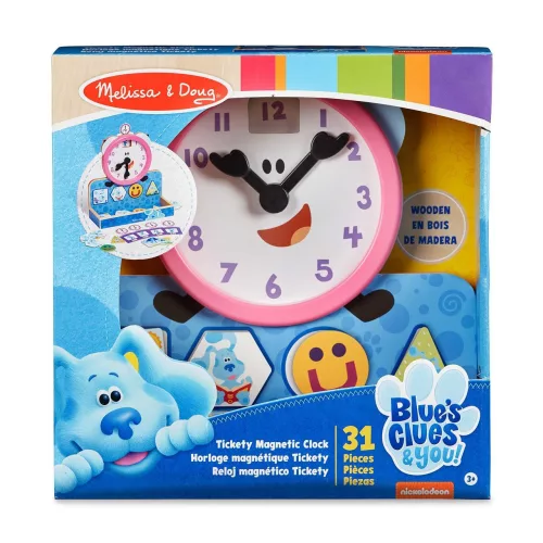 Melissa & Doug fa készségfejlesztő játék, Azúrkék nyomok és te - mágneses óra