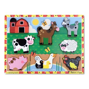   Melissa & Doug Készségfejlesztő játék, Könnyen megfogható puzzle, farm