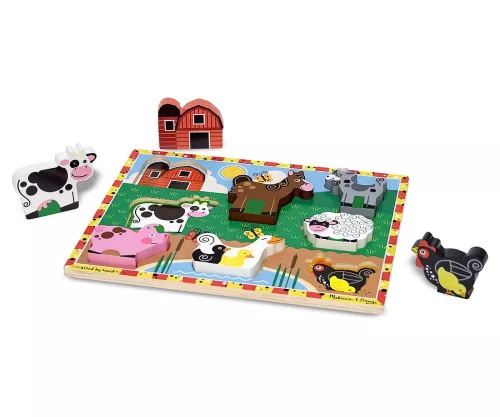 Melissa & Doug Készségfejlesztő játék, Könnyen megfogható puzzle, farm