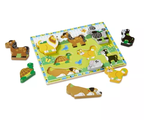 Melissa & Doug Készségfejlesztő játék, Könnyen megfogható puzzle, kis kedvencek