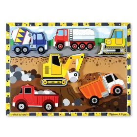   Melissa & Doug Készségfejlesztő játék, Könnyen megfogható puzzle, munkagépek