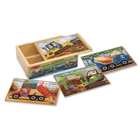   Melissa & Doug Fa készségfejlesztő játék, Puzzlek dobozban, építkezés