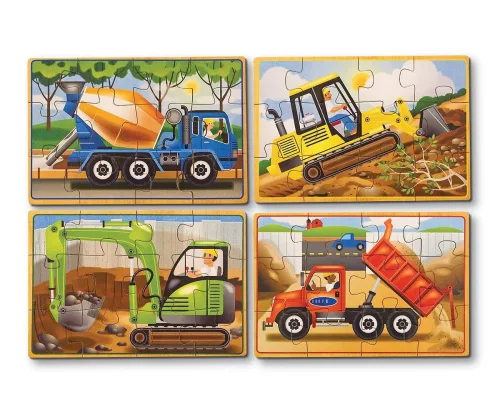 Melissa & Doug Fa készségfejlesztő játék, Puzzlek dobozban, építkezés
