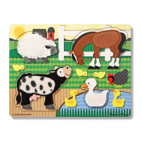 Melissa & Doug Készségfejlesztő játék, Tapintós puzzle, farm