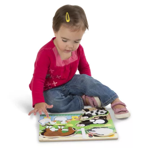 Melissa & Doug Készségfejlesztő játék, Tapintós puzzle, farm