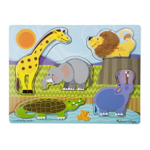 Melissa & Doug Készségfejlesztő játék, Tapintós puzzle, állatkert