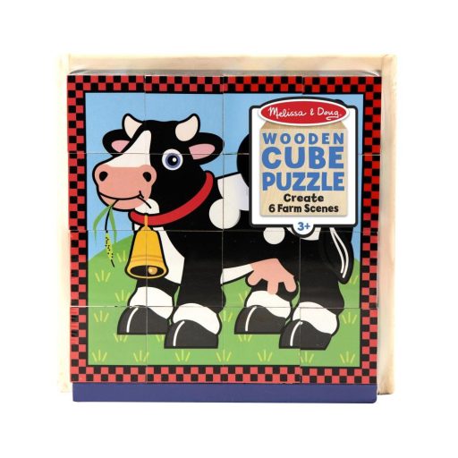 Melissa & Doug Fa készség fejlesztő, Kockakirakó háziállatokkal