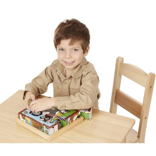 Melissa & Doug Fa készség fejlesztő, Kockakirakó háziállatokkal