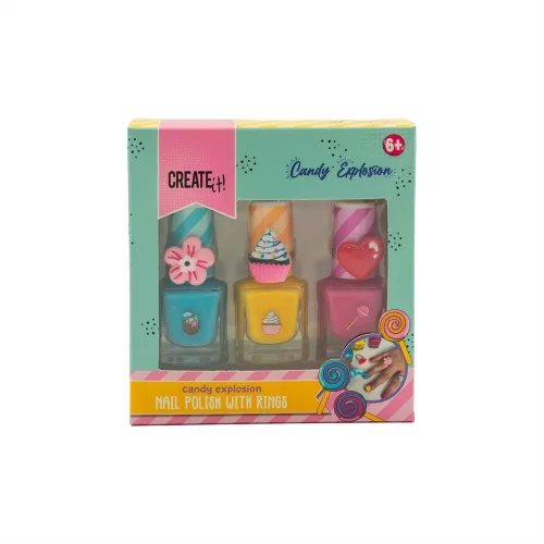 Canenco Create It! Candy körömlakkok gyűrűvel - 3 db