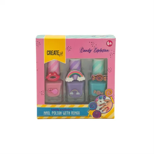 Canenco Create It! Candy körömlakkok gyűrűvel - 3 db