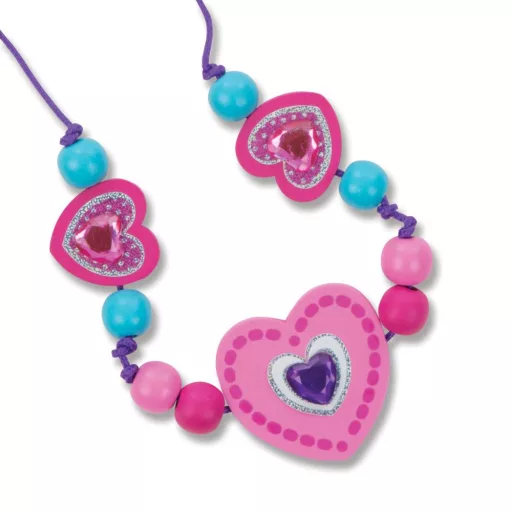 Melissa & Doug Kreatív játék, Kicsi fa gyöngy szett, szívecskék
