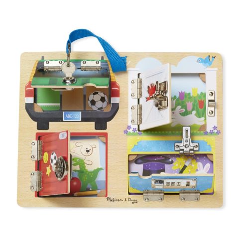 Melissa & Doug Fa készségfejlesztő játék, Lakatok és zárak