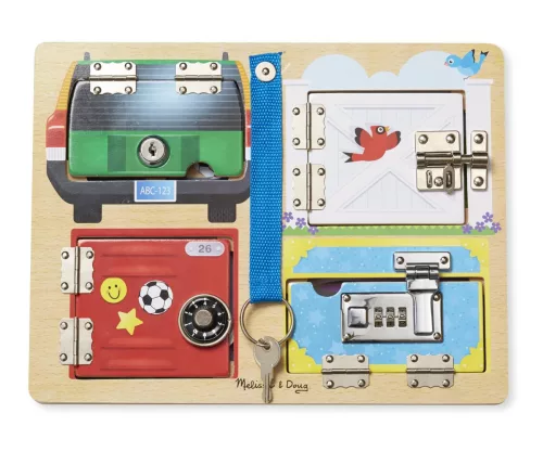Melissa & Doug Fa készségfejlesztő játék, Lakatok és zárak