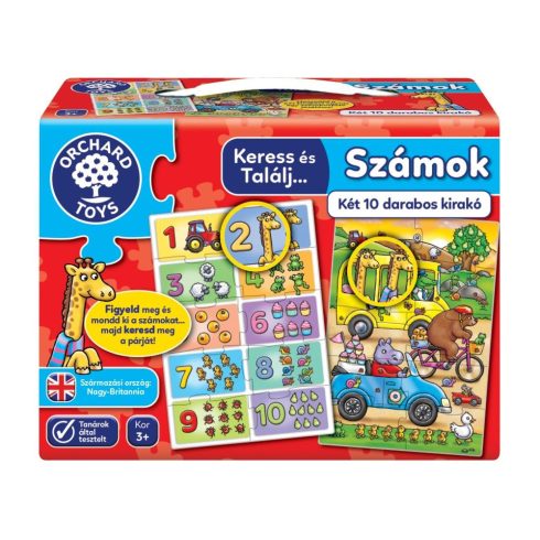 Orchard Toys Keress és találj... Számok puzzle, 2x10 db-os