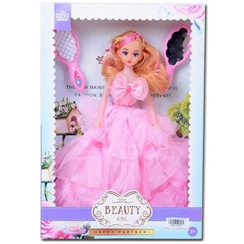 Hercegnő baba rózsaszín ruhában 30 cm
