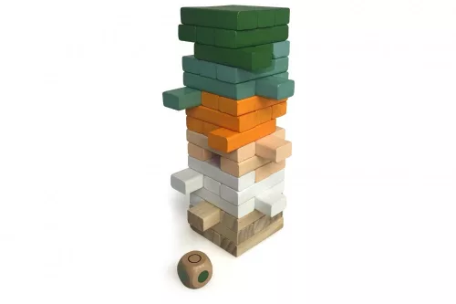 Színes Jenga Játék Dobókockával