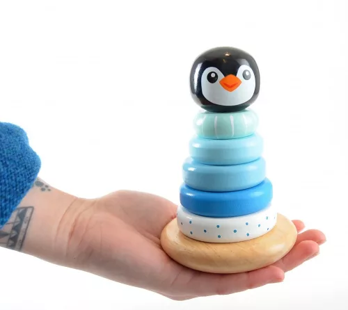 Pingvines Toronyépítő Fából - Kék