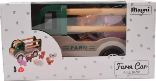 Fa Hátrahúzós Farm Autó Állatokkal