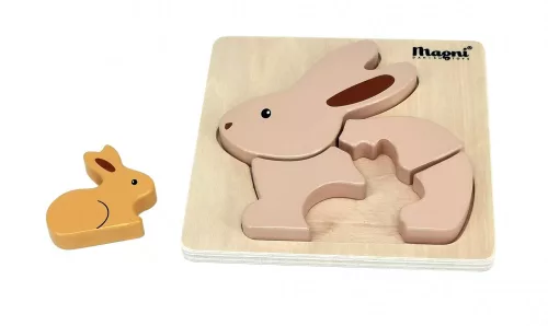 Fa formabeillesztő puzzle - Nyuszik - natúr