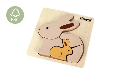 Fa formabeillesztő puzzle - Nyuszik - natúr