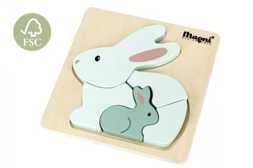 Fa formabeillesztő puzzle - Nyuszik - pasztell zöld