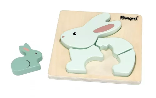 Fa formabeillesztő puzzle - Nyuszik - pasztell zöld