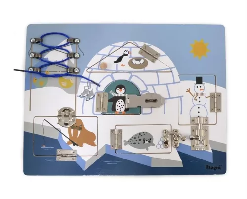 Fa készségfejlesztő játék - Lakatok és zárak, pingvinek