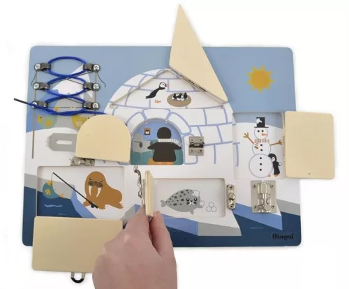 Fa készségfejlesztő játék - Lakatok és zárak, pingvinek