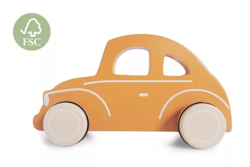 Fa gurulós kisautó - sárga