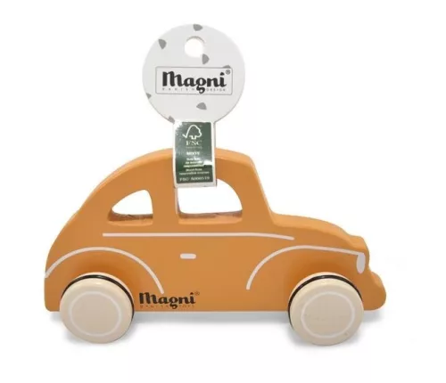 Fa gurulós kisautó - sárga