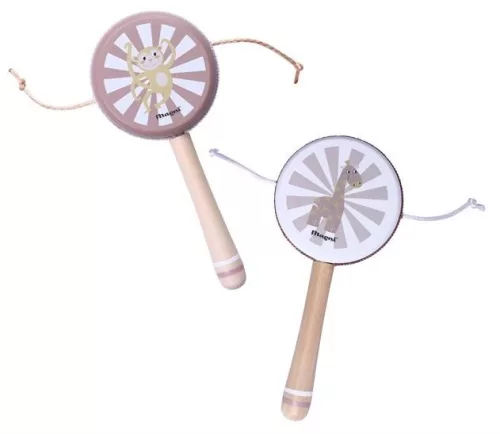 Fából készült állat mintás kézi dob - kétféle változatban