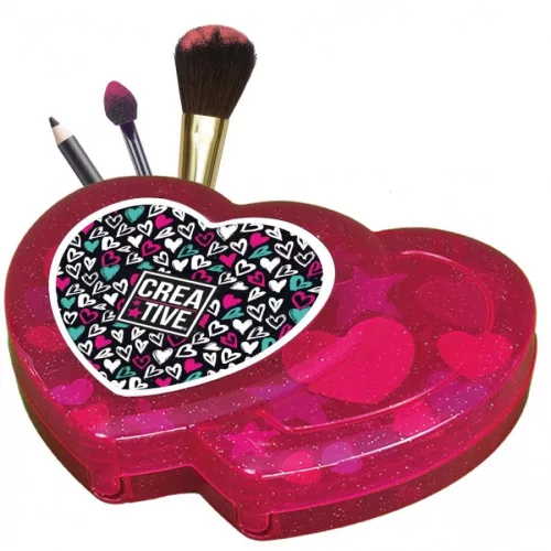 Szív alakú make up készlet kinyitható tálcákkal