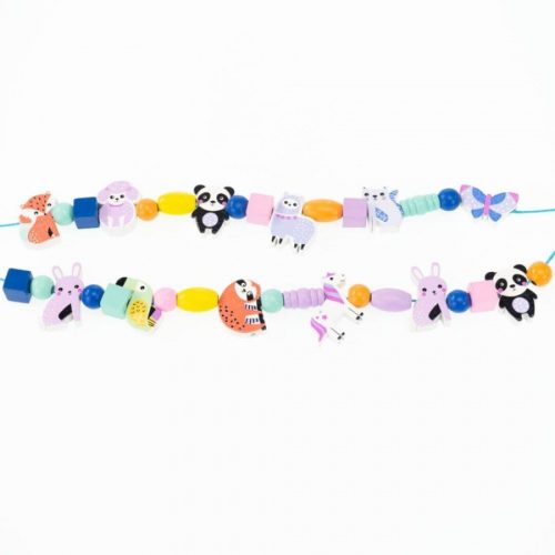 Aranyos állatok - Fa gyöngyfűző készlet