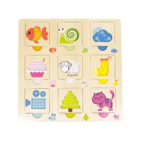 Állatok fa keretes 9 darabos puzzle