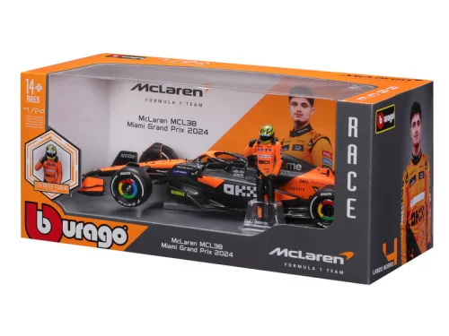 Bburago 1/24 F1 versenyautó pilótával - McLaren MCL38