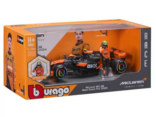 Bburago 1/24 F1 versenyautó pilótával - McLaren MCL38