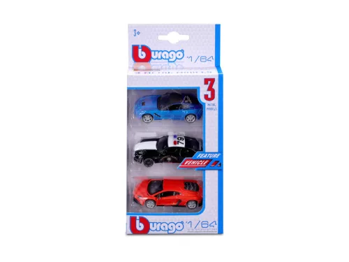 Bburago 1/64 autók, 3 db/csomag